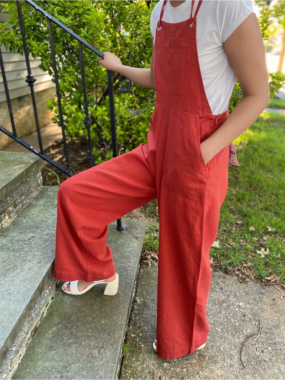 Forever 21 Rust Orange/Terracotta Wide-Leg Overalls Jumpsuit “S”